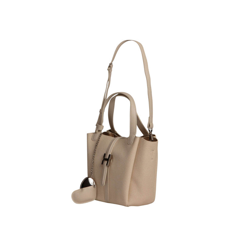 Pu Leather Textured Tote Bag – Beige (SR-B1958)