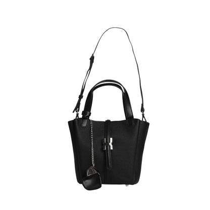 Pu Leather Textured Tote Bag – Black (SR-B1958)