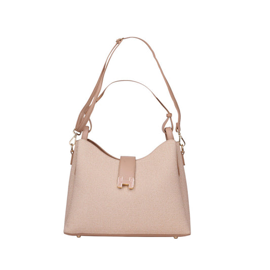PU Leather Structured Shoulder Bag – Beige