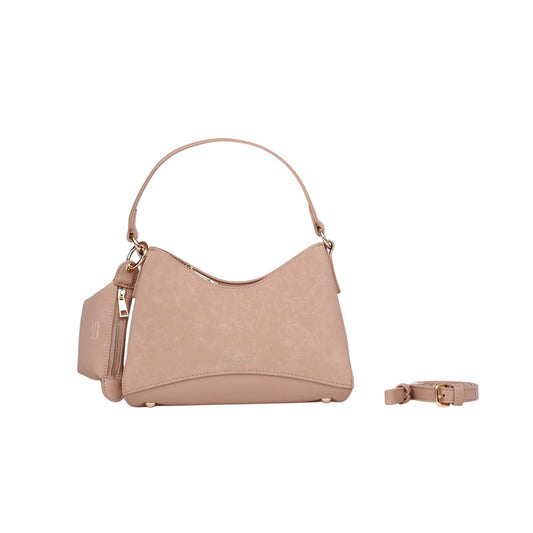 PU Leather Shoulder Bag with Mini Pouch – Beige