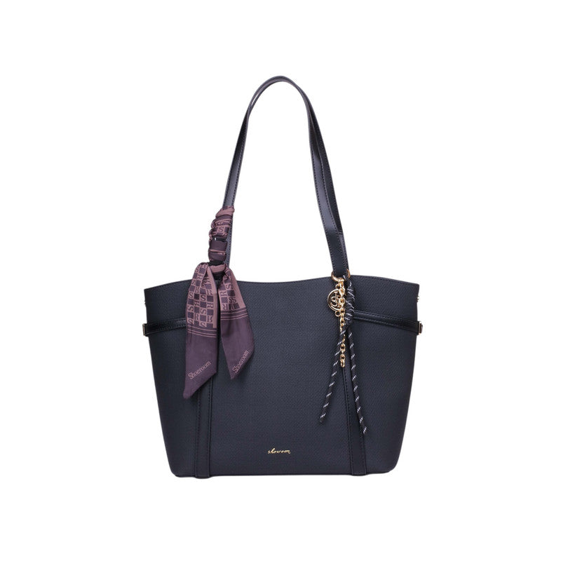 Pu Leather Solid Tote Bag – Black (SR-B2001)