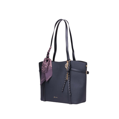 Pu Leather Solid Tote Bag – Black (SR-B2001)