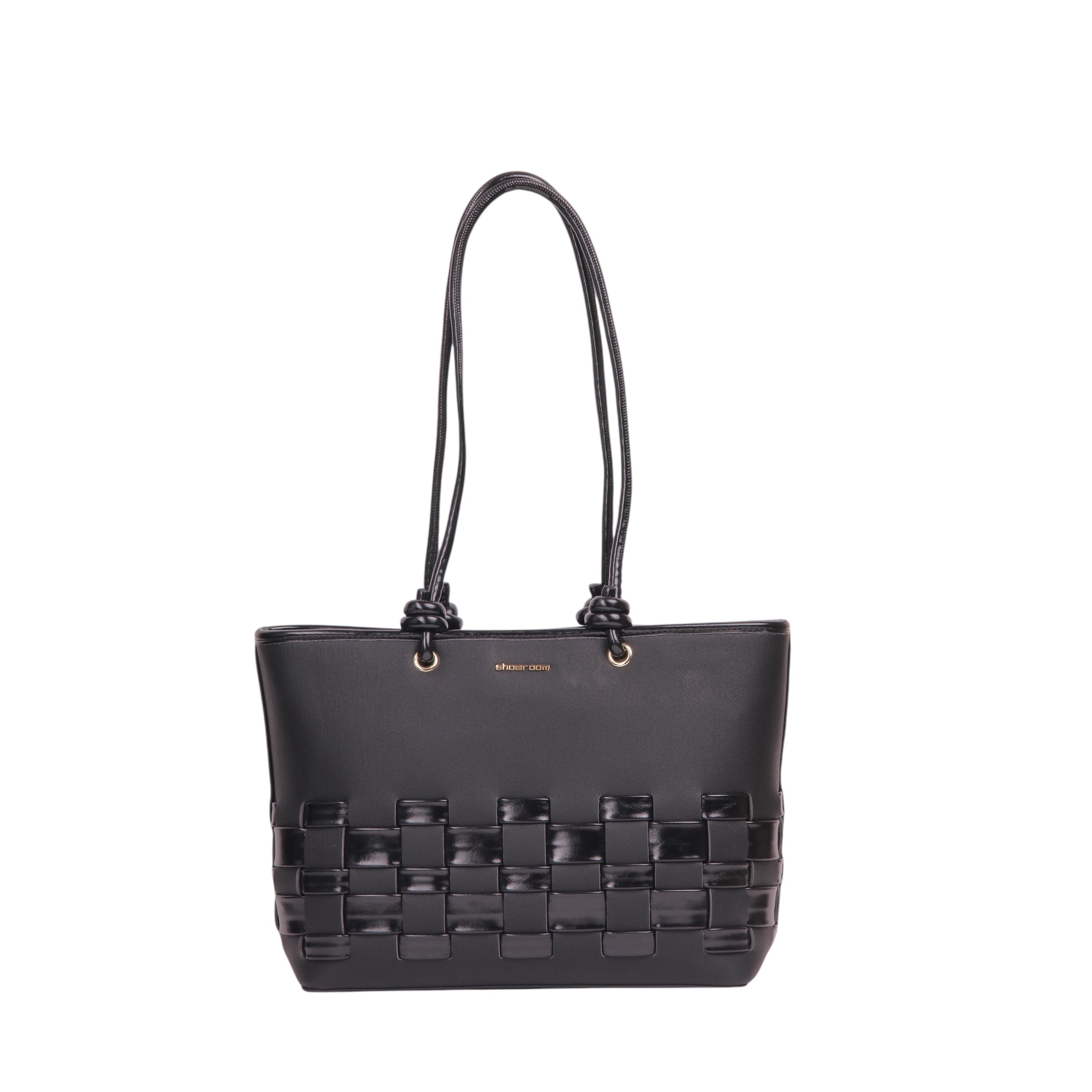 Woven Detail Tote Bag - Black