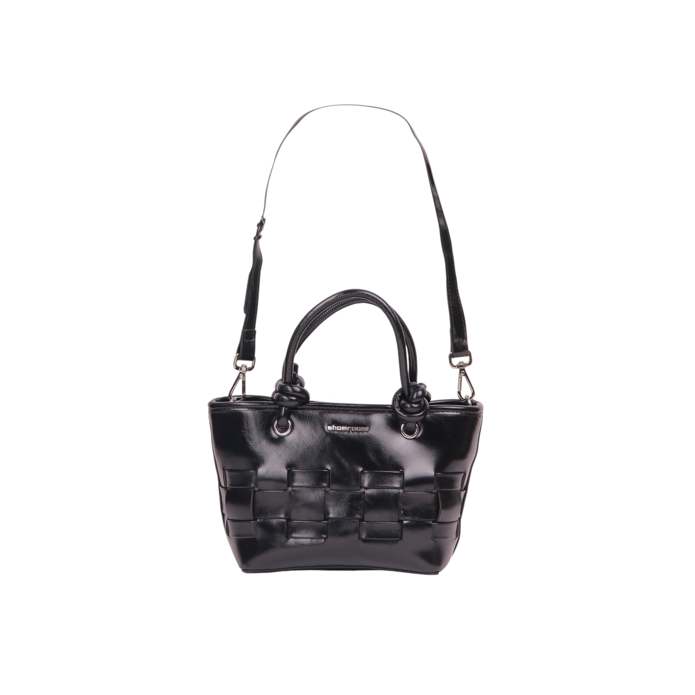 Woven Detail Mini Handbag - Black
