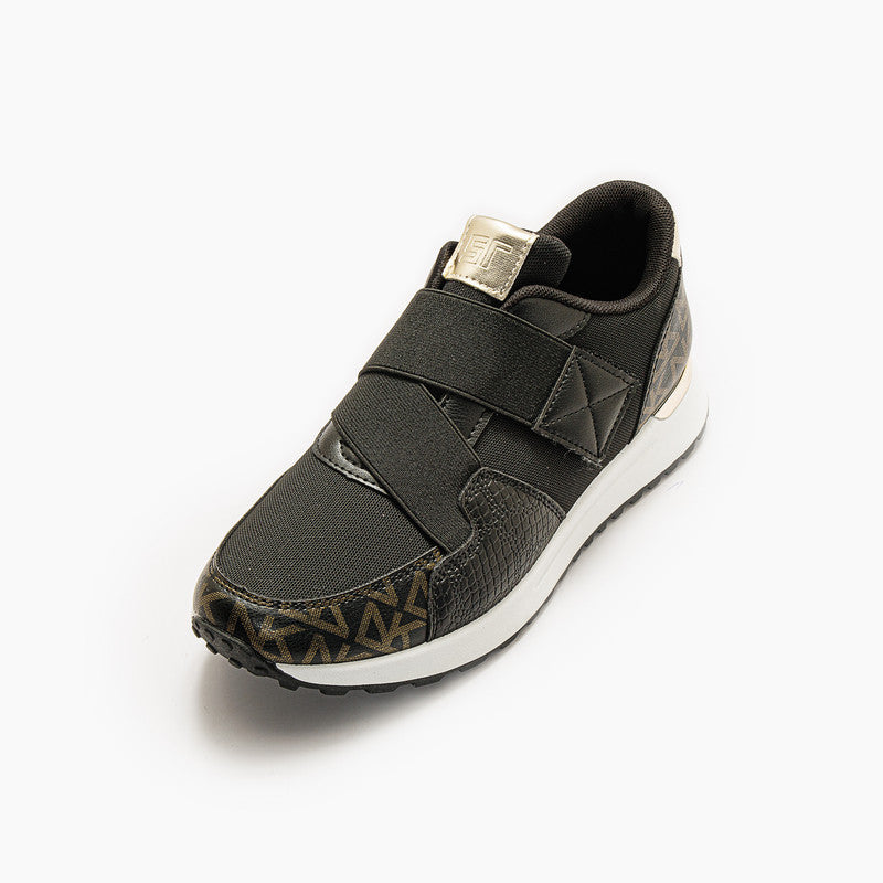 Modern Strap Flat Casual Sneakers – Black (SR-2994)