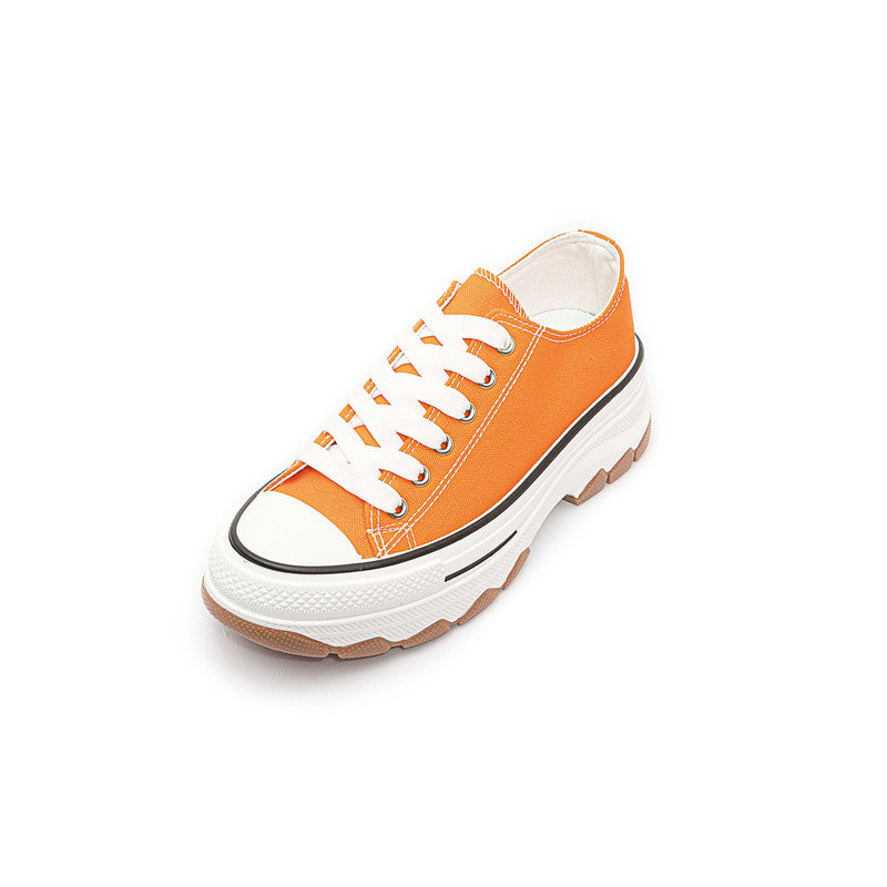 Canvas Lace-Up Flat Sneakers – Orange (SR-3047)
