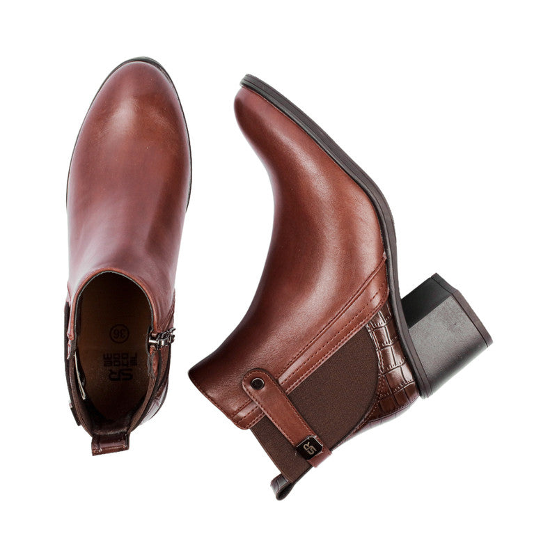 Pu Leather Plain Half Boots – Brown (SR-3326)