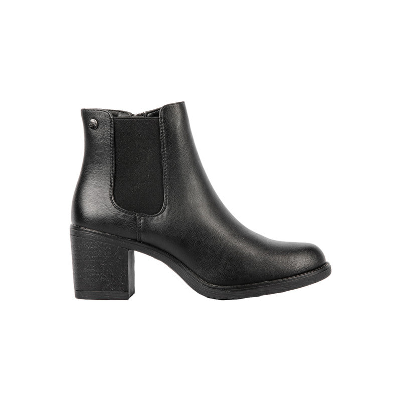 Pu Leather Plain Half Boots – Black (SR-3327)