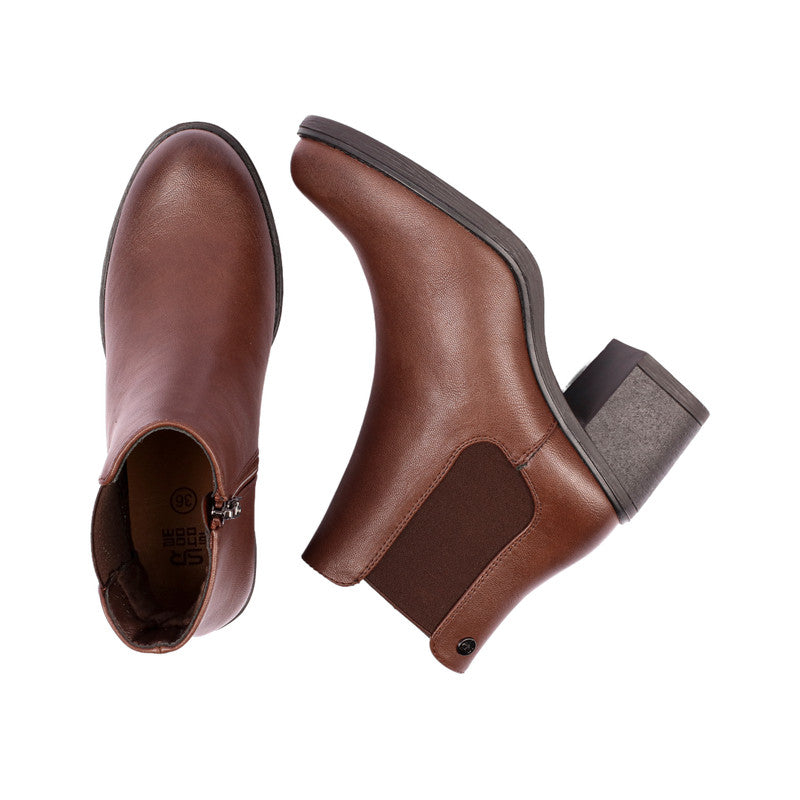 Pu Leather Plain Half Boots – Brown (SR-3327)