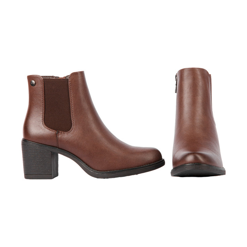 Pu Leather Plain Half Boots – Brown (SR-3327)