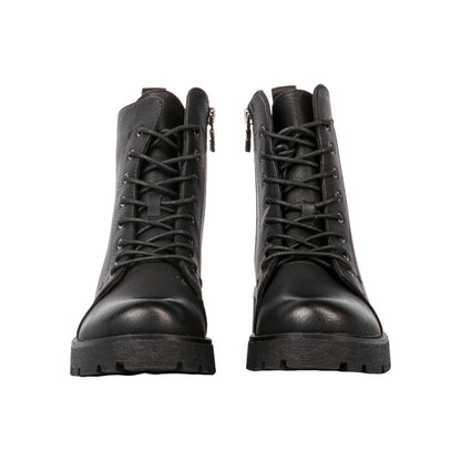Pu Leather Textured Half Boots – Black (SR-3329)