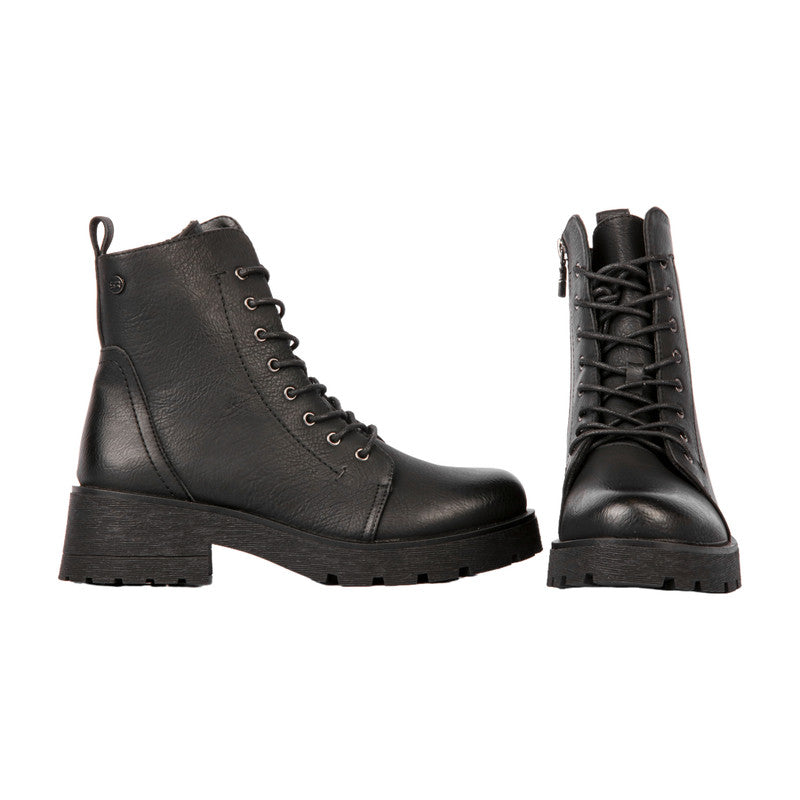 Pu Leather Textured Half Boots – Black (SR-3329)