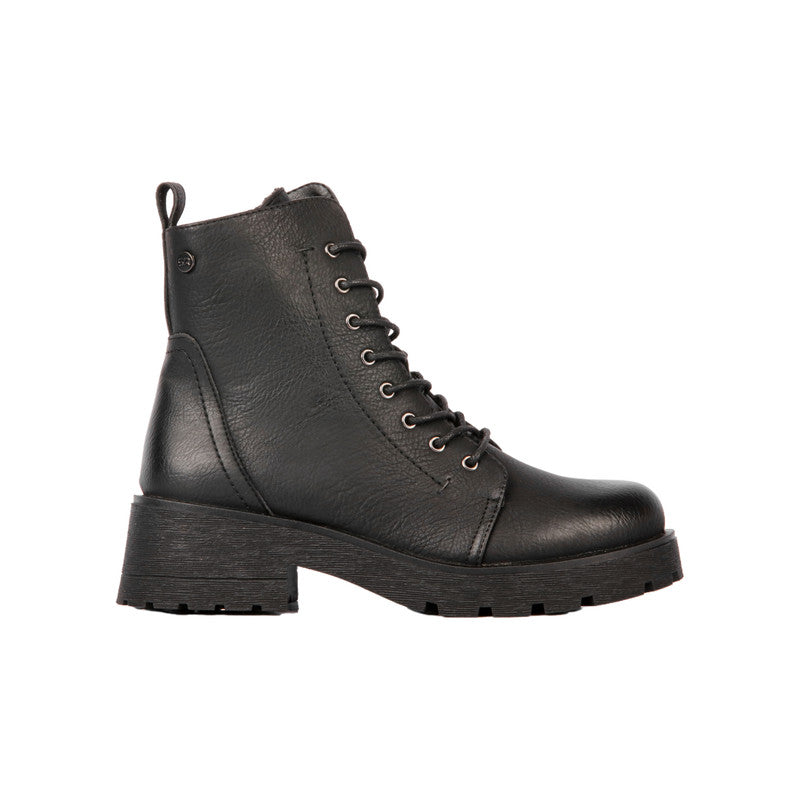 Pu Leather Textured Half Boots – Black (SR-3329)