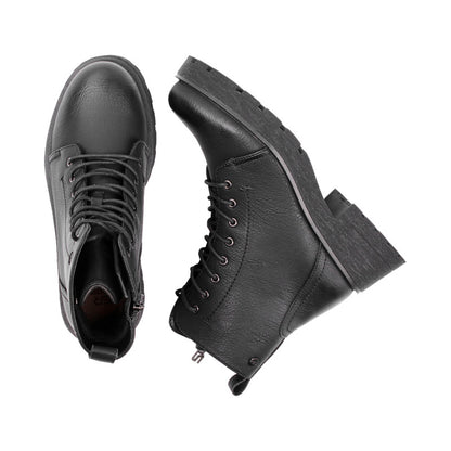 Pu Leather Textured Half Boots – Black (SR-3329)