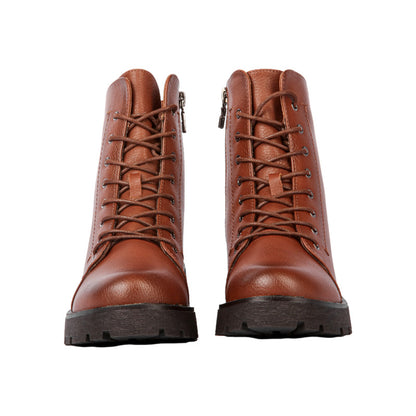 Pu Leather Textured Half Boots – Brown (SR-3329)