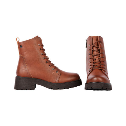 Pu Leather Textured Half Boots – Brown (SR-3329)