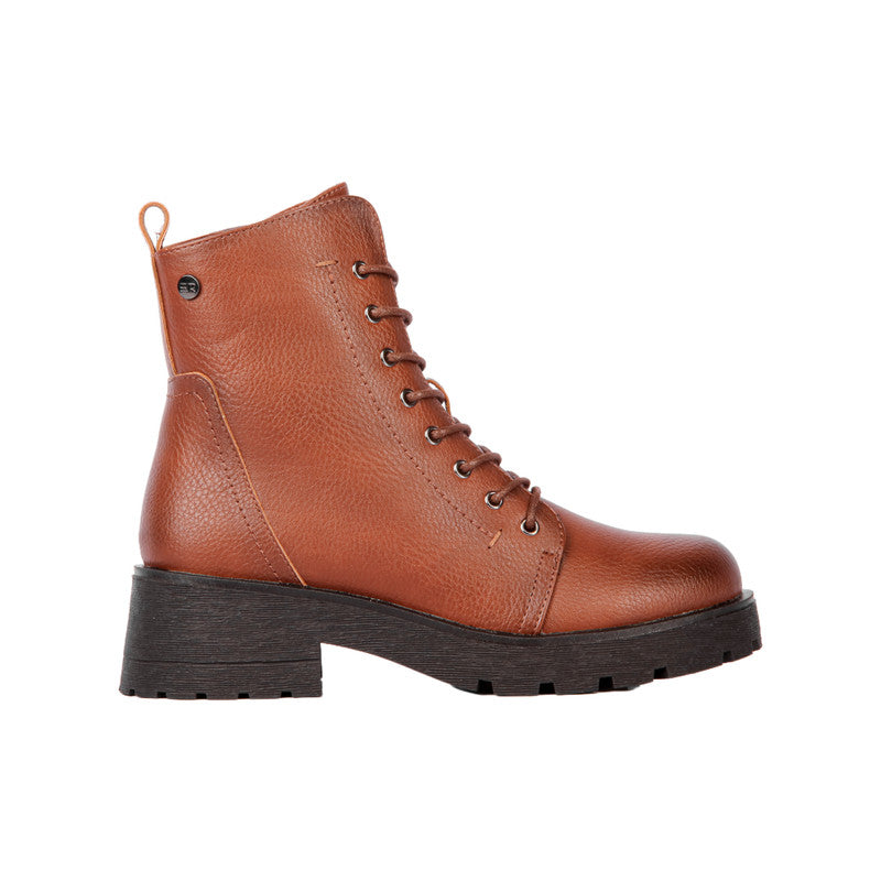 Pu Leather Textured Half Boots – Brown (SR-3329)
