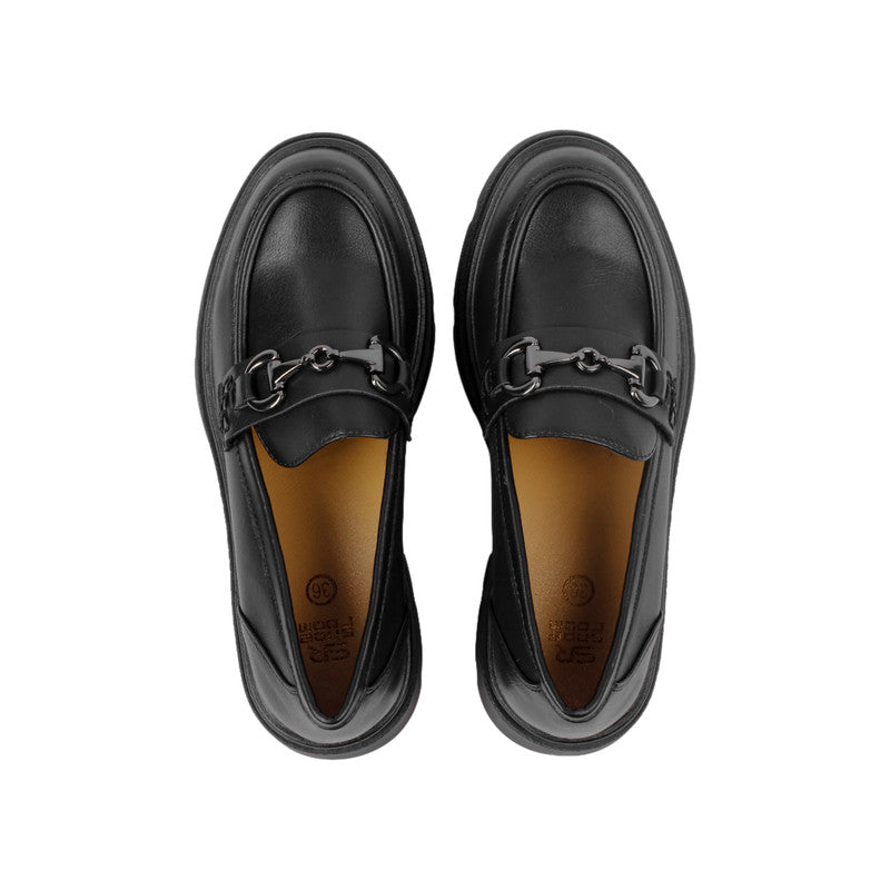 Pu Leather Plain Loafers – Black (SR-3413)