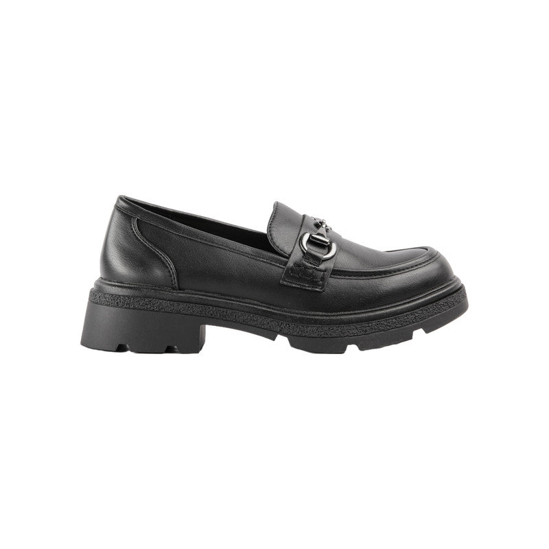 Pu Leather Plain Loafers – Black (SR-3413)