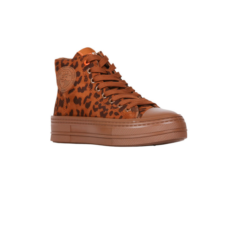 Suede Leopard High-Top Sneakers – Brown (SR-3496)