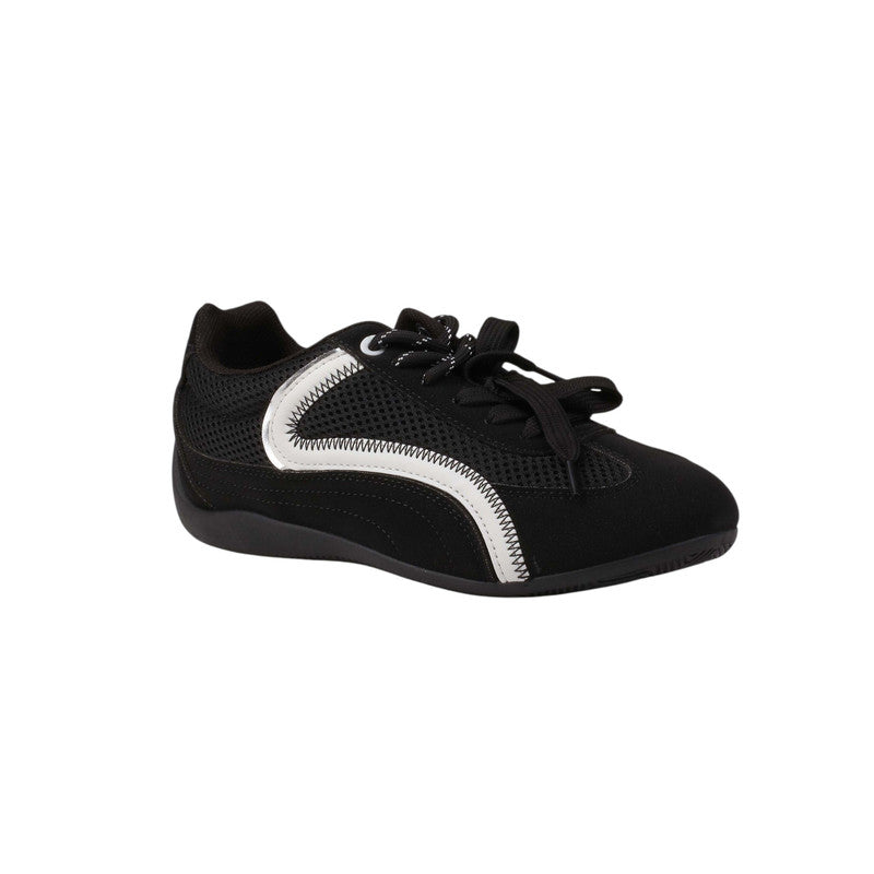 Suede Mesh Sneakers – Black (SR-3550)