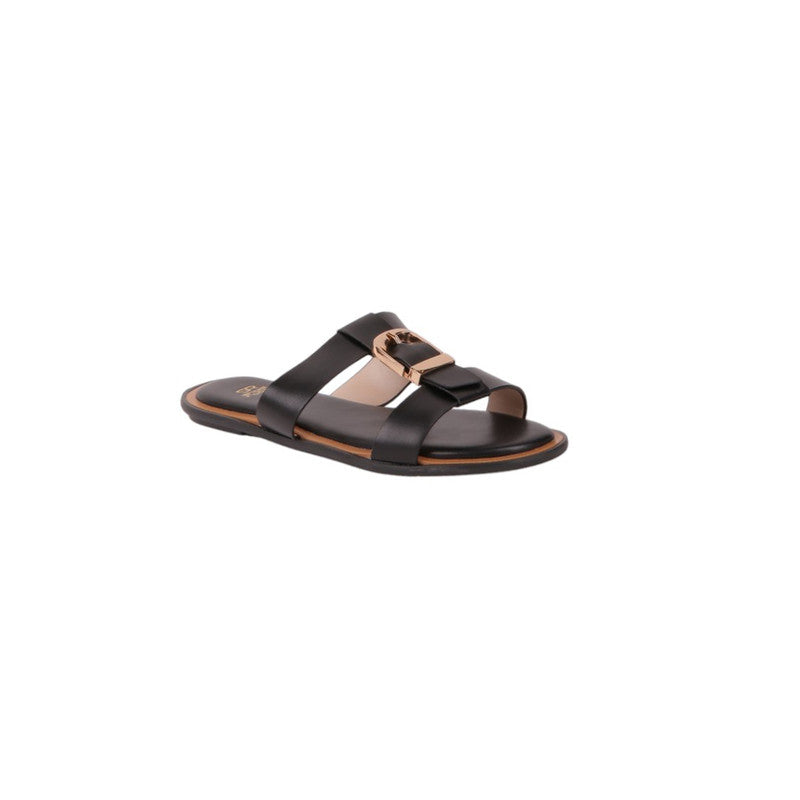 Flat Strap Sandals with Buckle – Black (SR-3658)