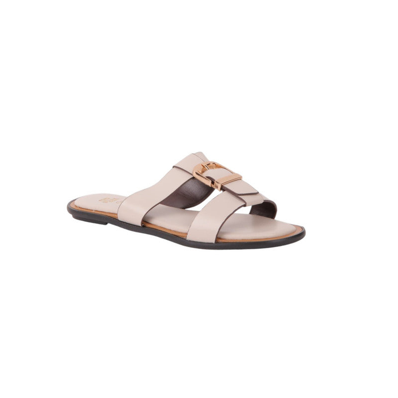 Flat Strap Sandals with Buckle – Off White (SR-3658)