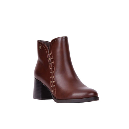 Pu Leather Studded Half Boots – Brown (SR-3671)