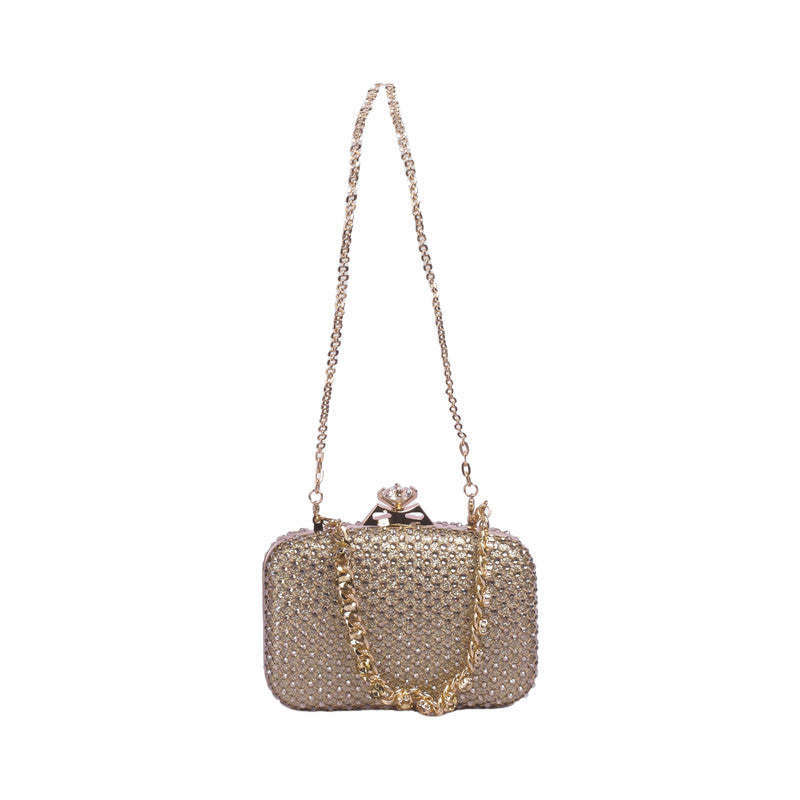 Rhinestone Embellished Clutch Bag – Gold (SR-B1866)