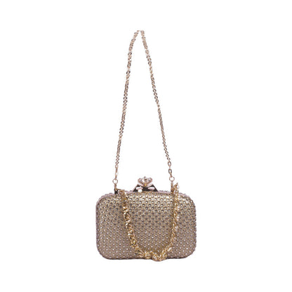 Rhinestone Embellished Clutch Bag – Gold (SR-B1866)