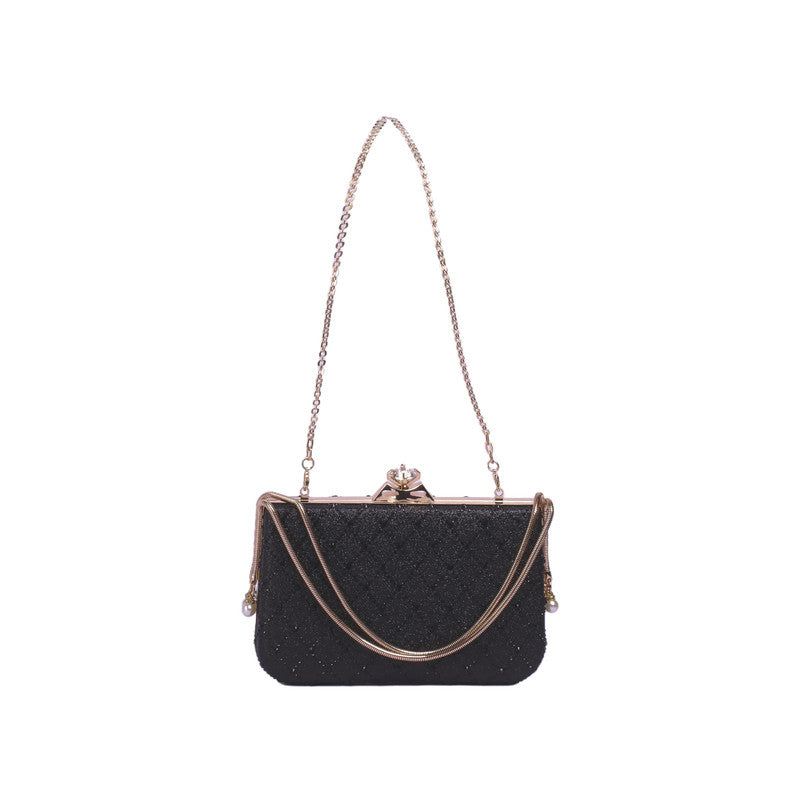 Hard-Case Rhinestone Clutch – Black (SR-B1873)