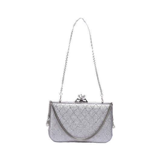 Hard-Case Rhinestone Clutch – Silver (SR-B1873)