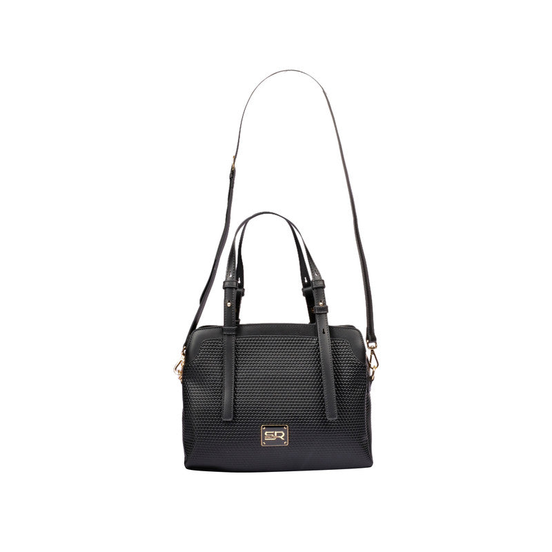 Textured Structured Satchel Bag – Black (SR-B1901)