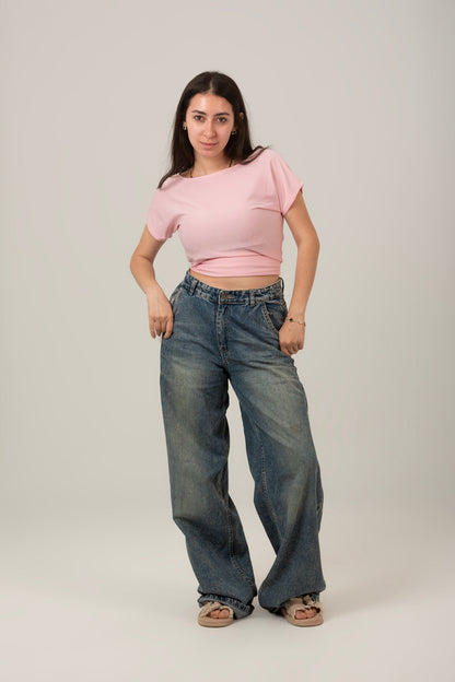 Synthetic Half Sleeve Backless Top