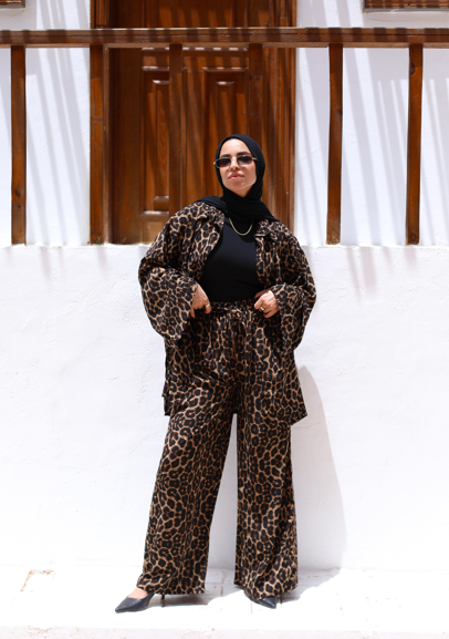 Crepe Oversized Set - Leopard