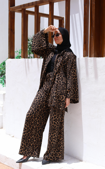 Crepe Oversized Set - Leopard