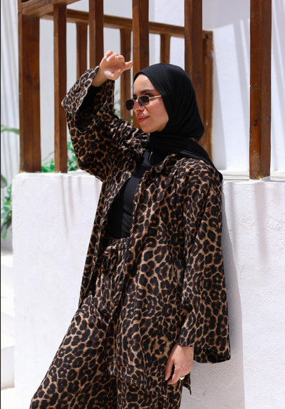 Crepe Oversized Set - Leopard