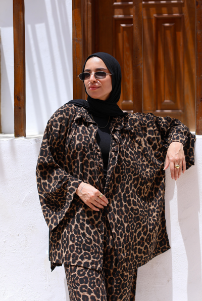 Crepe Oversized Set - Leopard