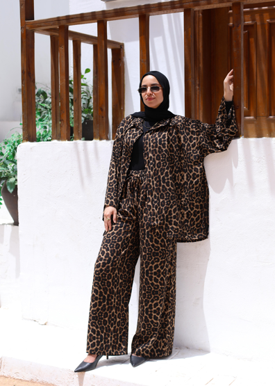 Crepe Oversized Set - Leopard