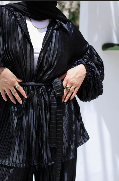 Plisse Two-Piece Set - Black