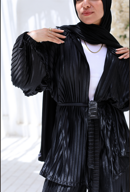 Plisse Two-Piece Set - Black