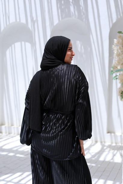 Plisse Two-Piece Set - Black