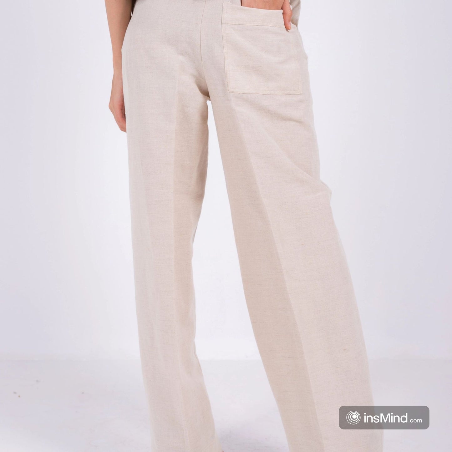 Linen Wide-Leg Trousers - Beige