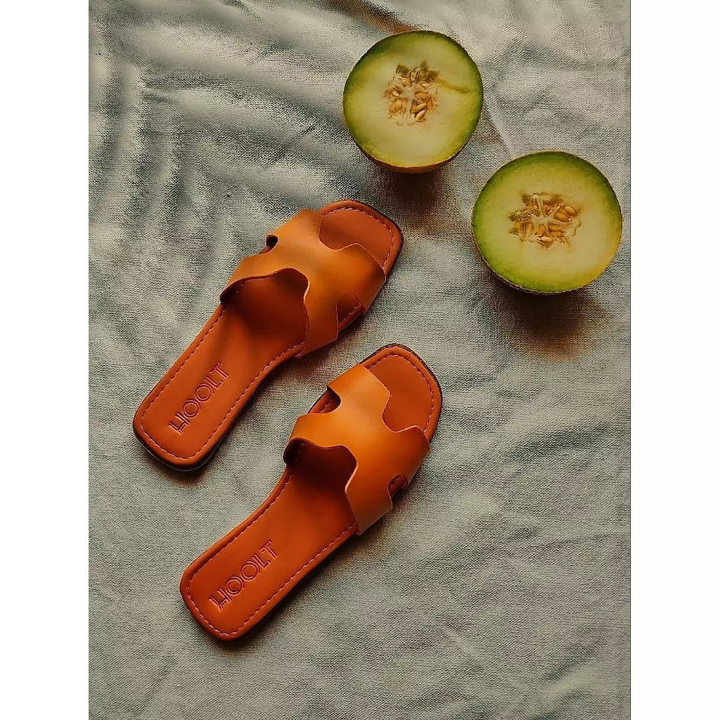 Leather H-Chic Slides Slipper - Orange