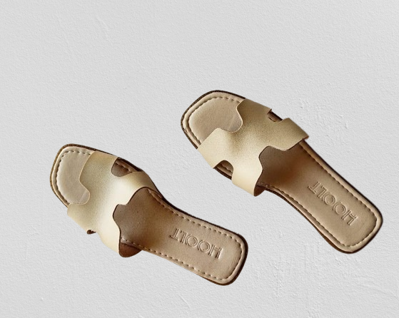 Leather H-Chic Slides Slipper - Beige