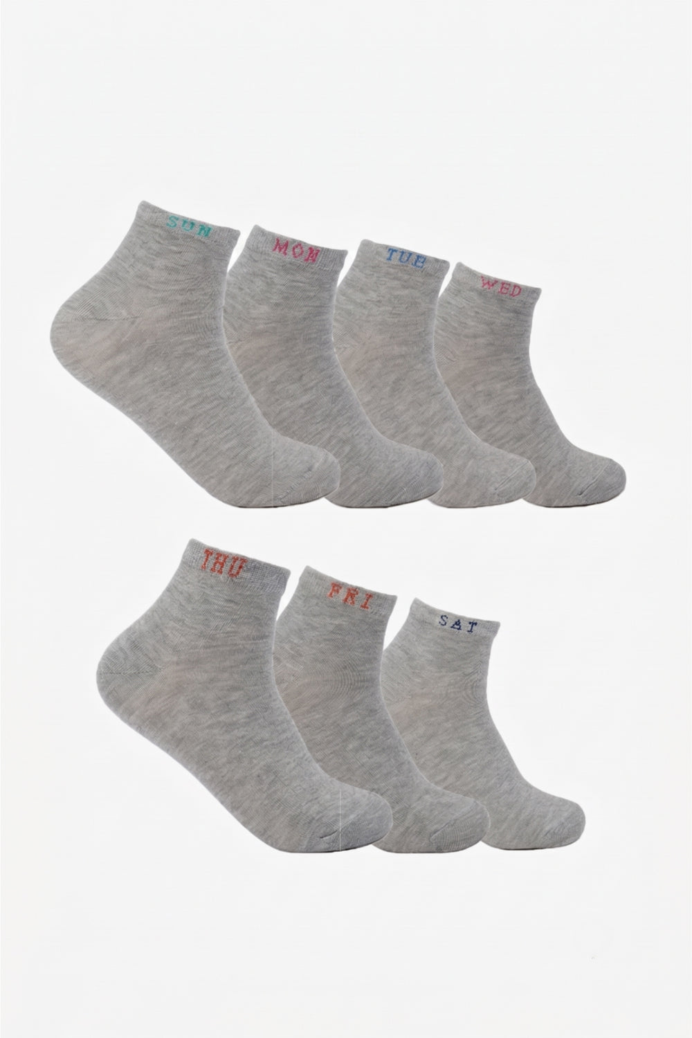 Weekday-Cuff Socks - 7 Pairs - Grey