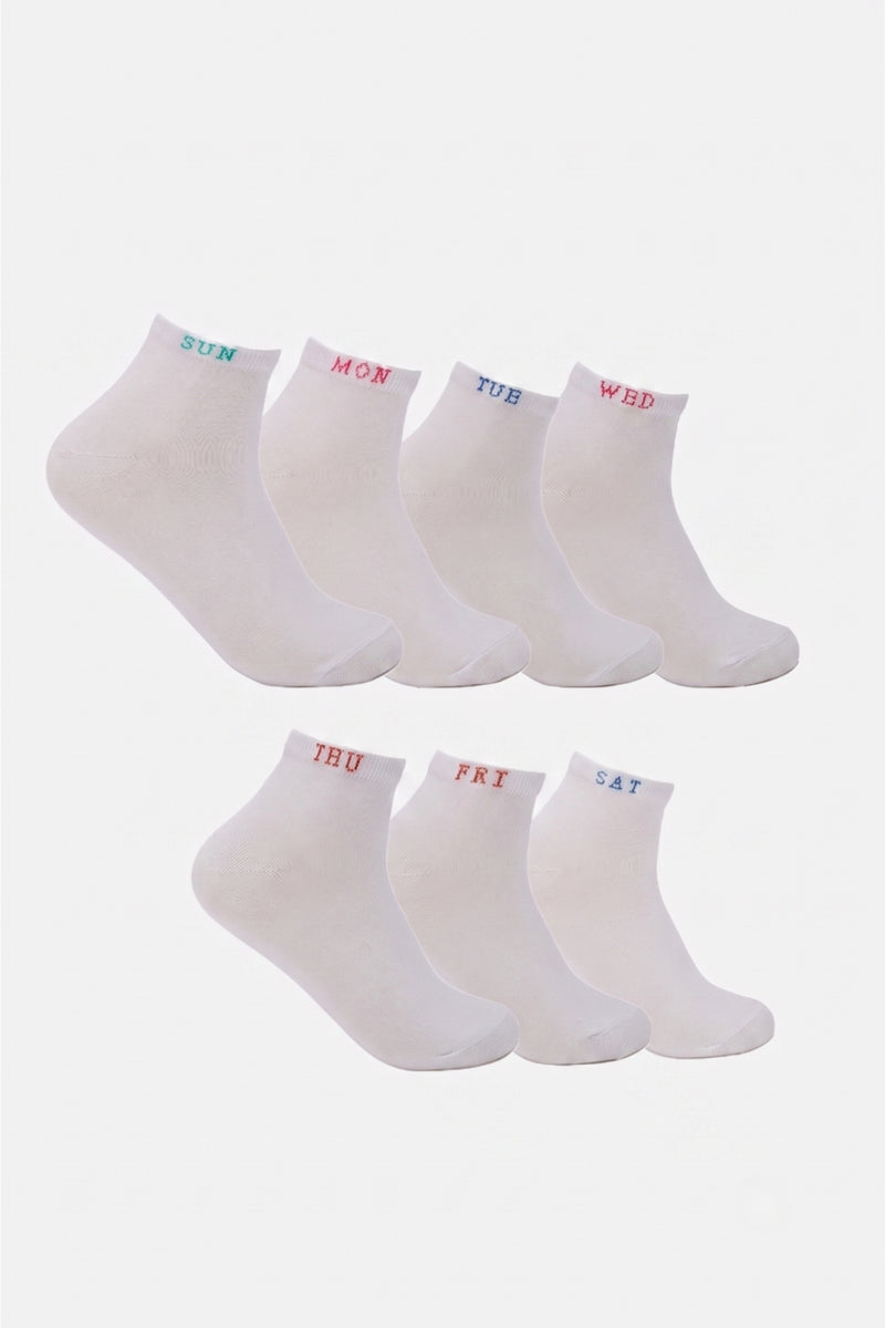 Weekday Cuff Socks - 7 Pairs - White