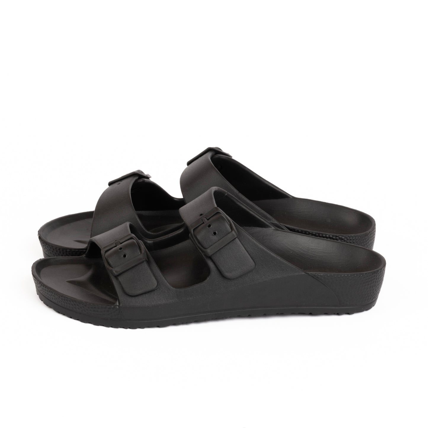 EVA Double Buckle Slippers - Black