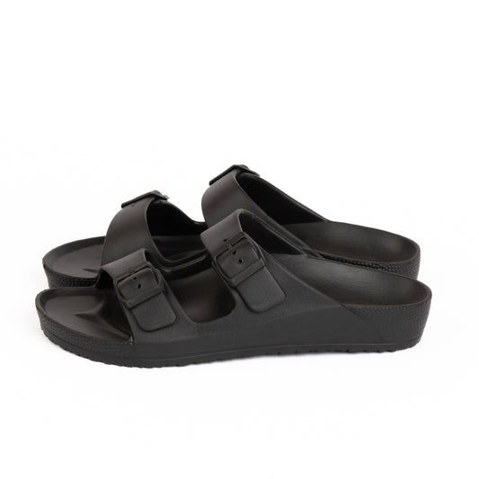 EVA Double Buckle Slippers - Black