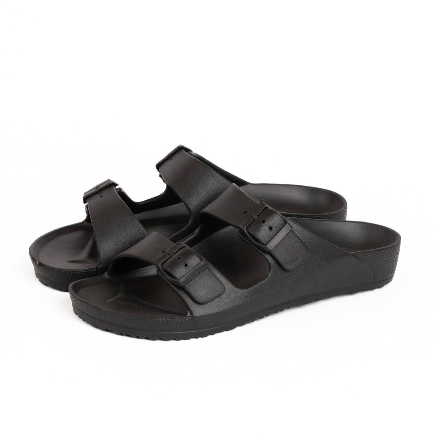 EVA Double Buckle Slippers - Black